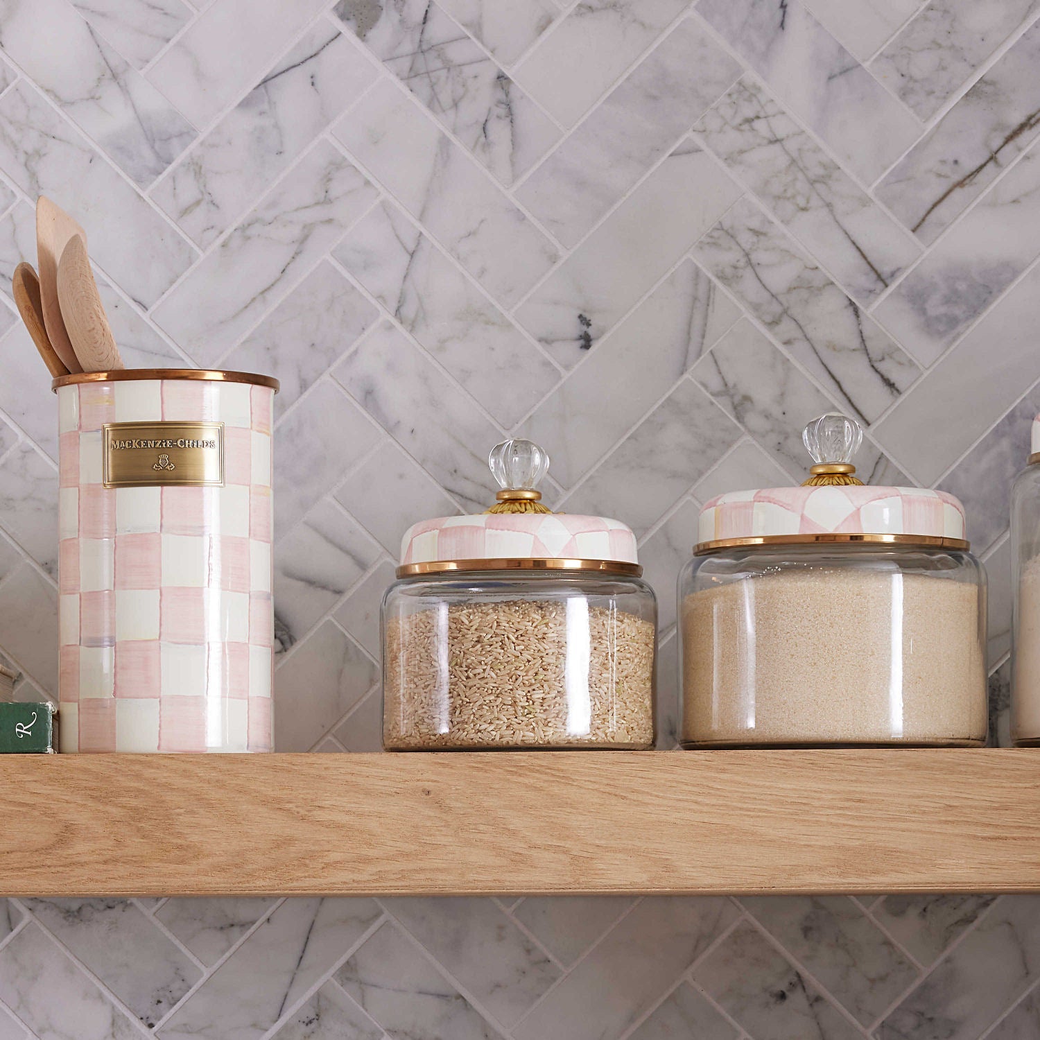 Rosy Check Kitchen Canister, Small - |VESIMI Design| Luxury Bathrooms and Home Decor