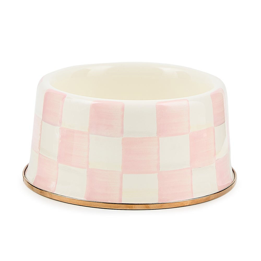 MacKenzie-Childs Rosy Check Medium Pet Dish