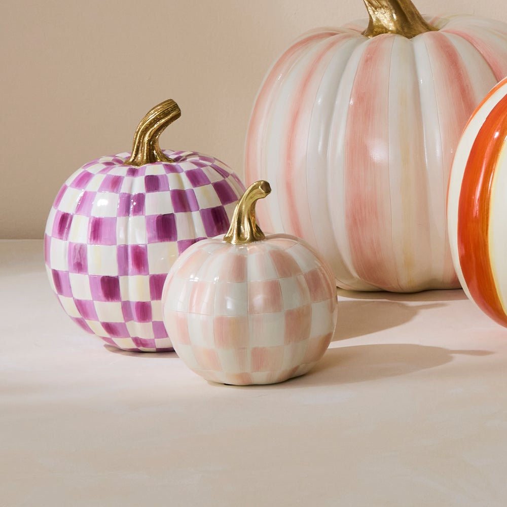 Rosy Check Mini Pumpkin - MacKenzie - Childs Halloween decoration - |VESIMI Design|