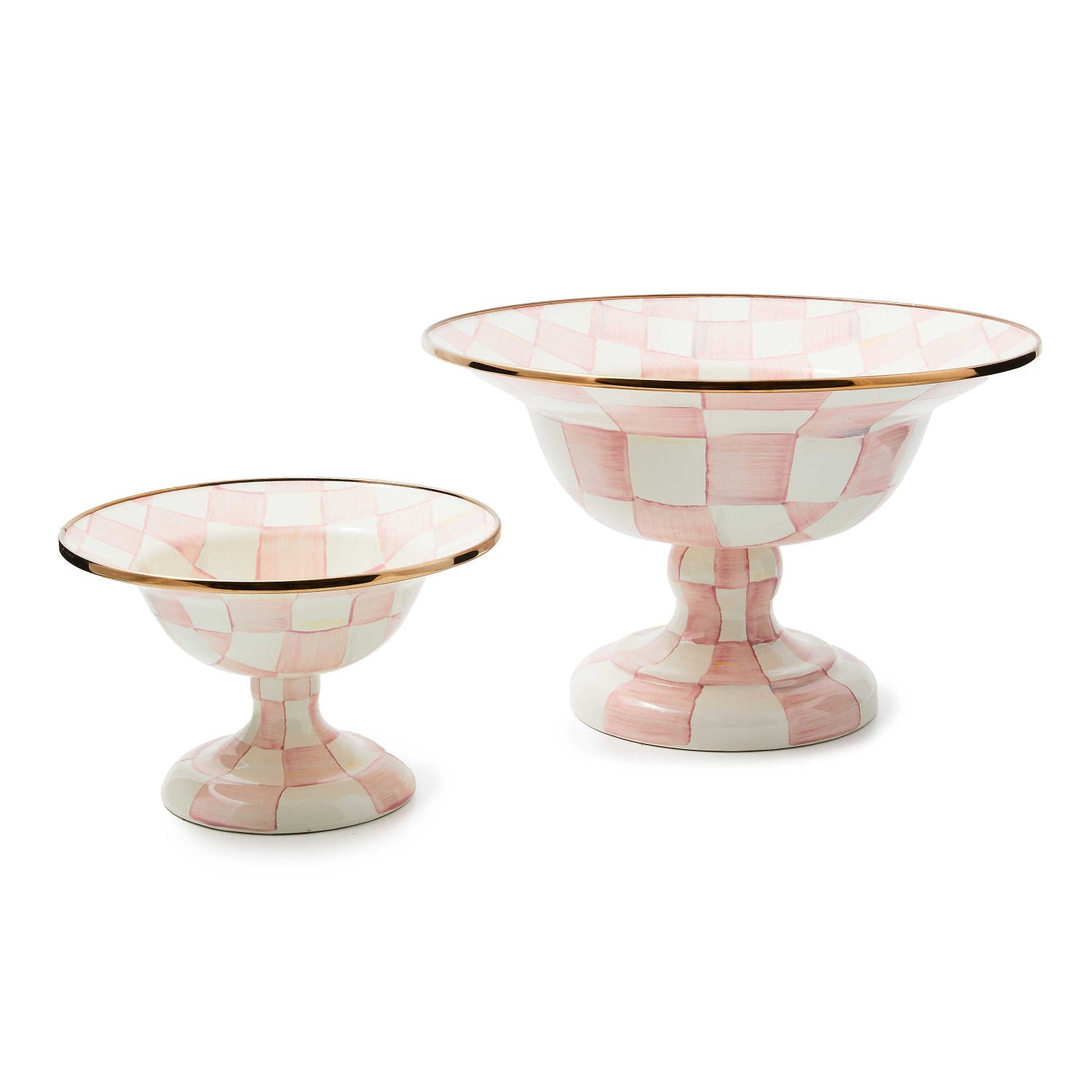 Rosy Check Small Compote by MacKenzie - Childs - |VESIMI Design| Luxury Bathrooms and Home Decor