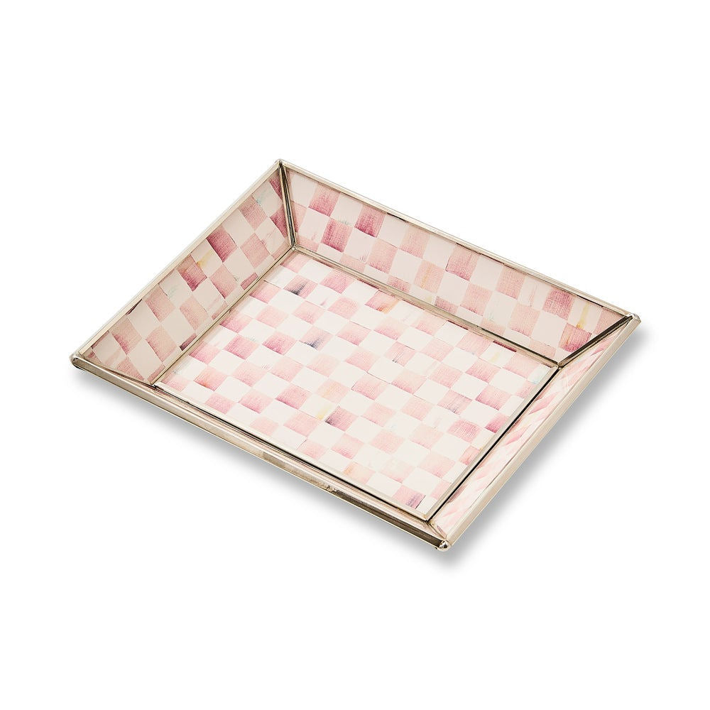 Rosy Check Small Glass Vanity Tray