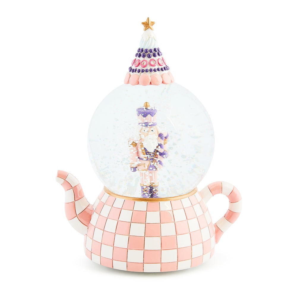 Rosy Check Teapot Snow Globe MacKenzie-Childs