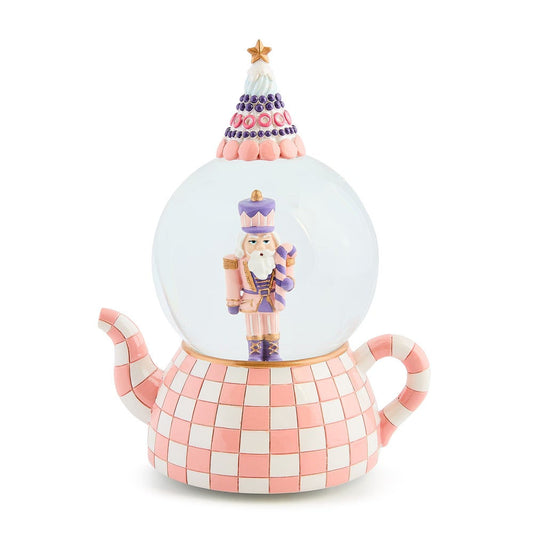 Rosy Check Teapot Snow Globe MacKenzie-Childs