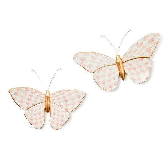 Rosy Check Wall Decor Butterfly Duo - |VESIMI Design|