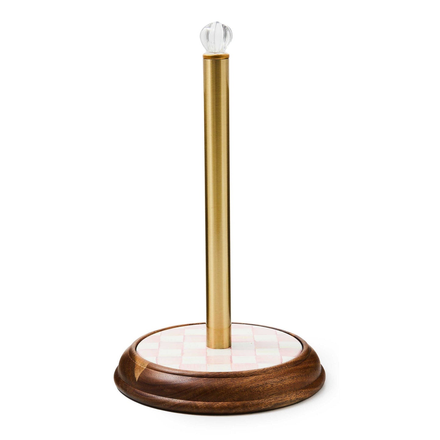 Rosy Check Wood Paper Towel Holder by MacKenzie - Childs - |VESIMI Design| Luxury Bathrooms and Home Decor