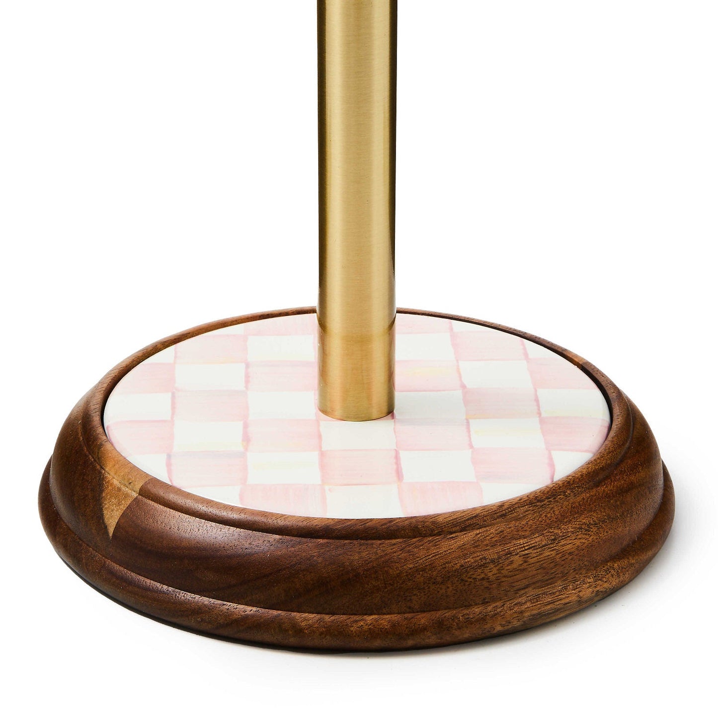 Rosy Check Wood Paper Towel Holder by MacKenzie - Childs - |VESIMI Design| Luxury Bathrooms and Home Decor