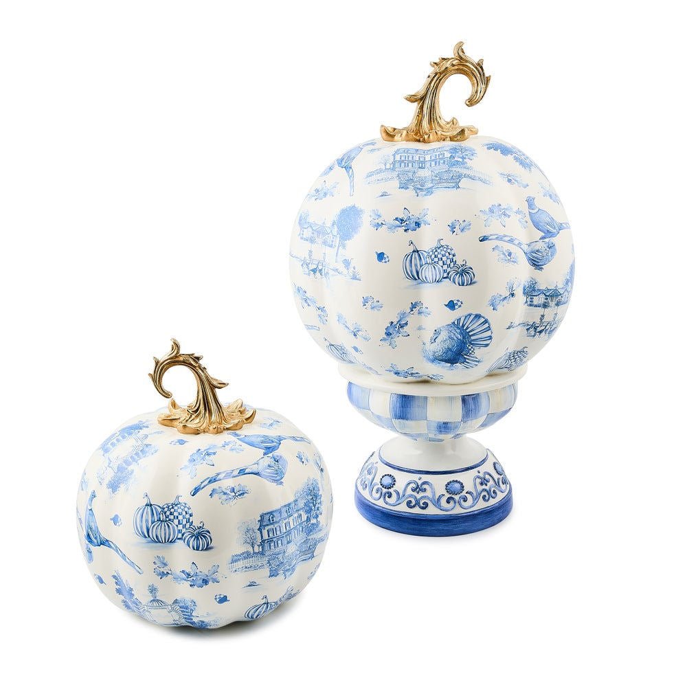 MacKenzie-Childs Royal Autumn Toile Pedestal Pumpkin - Thumbnail 5