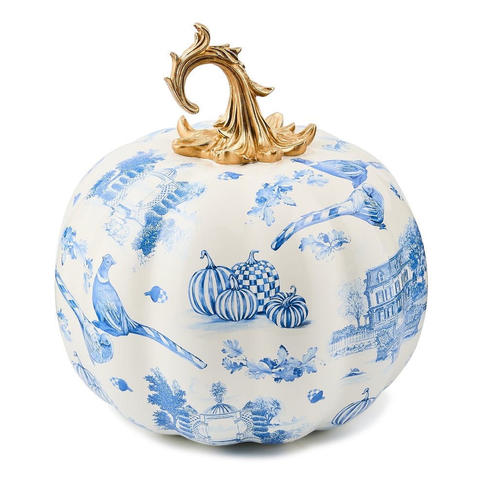 MacKenzie-Childs Royal Autumn Toile Pedestal Pumpkin
