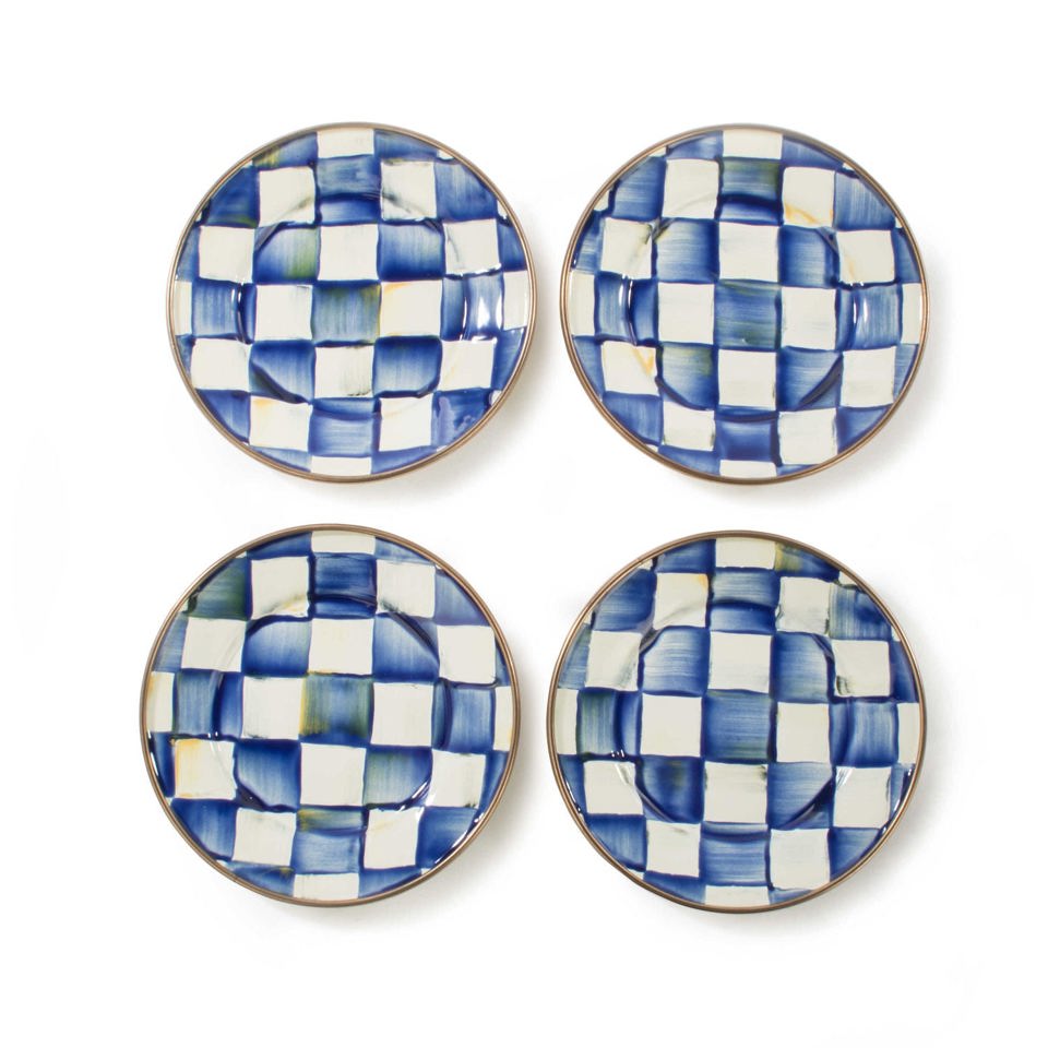 Royal Check Enamel Appetizer Plates - Set of 4 - |VESIMI Design| Luxury Bathrooms and Home Decor