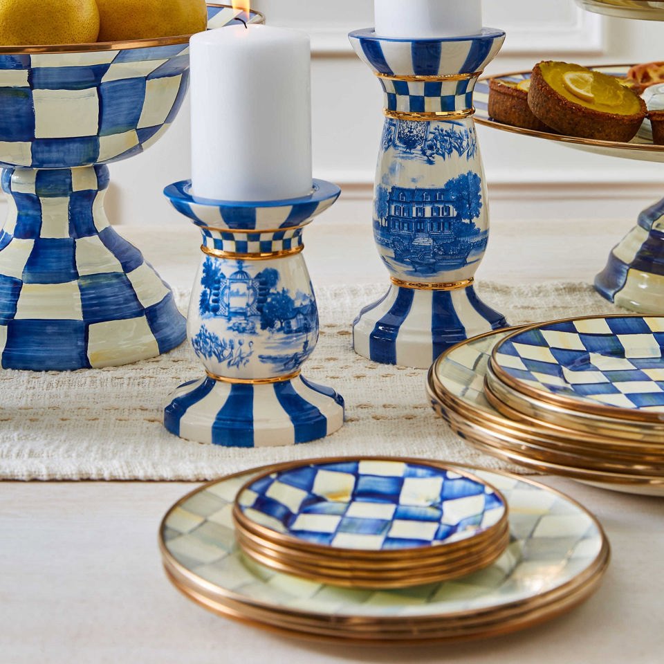 Royal Check Enamel Appetizer Plates - Set of 4 - |VESIMI Design| Luxury Bathrooms and Home Decor