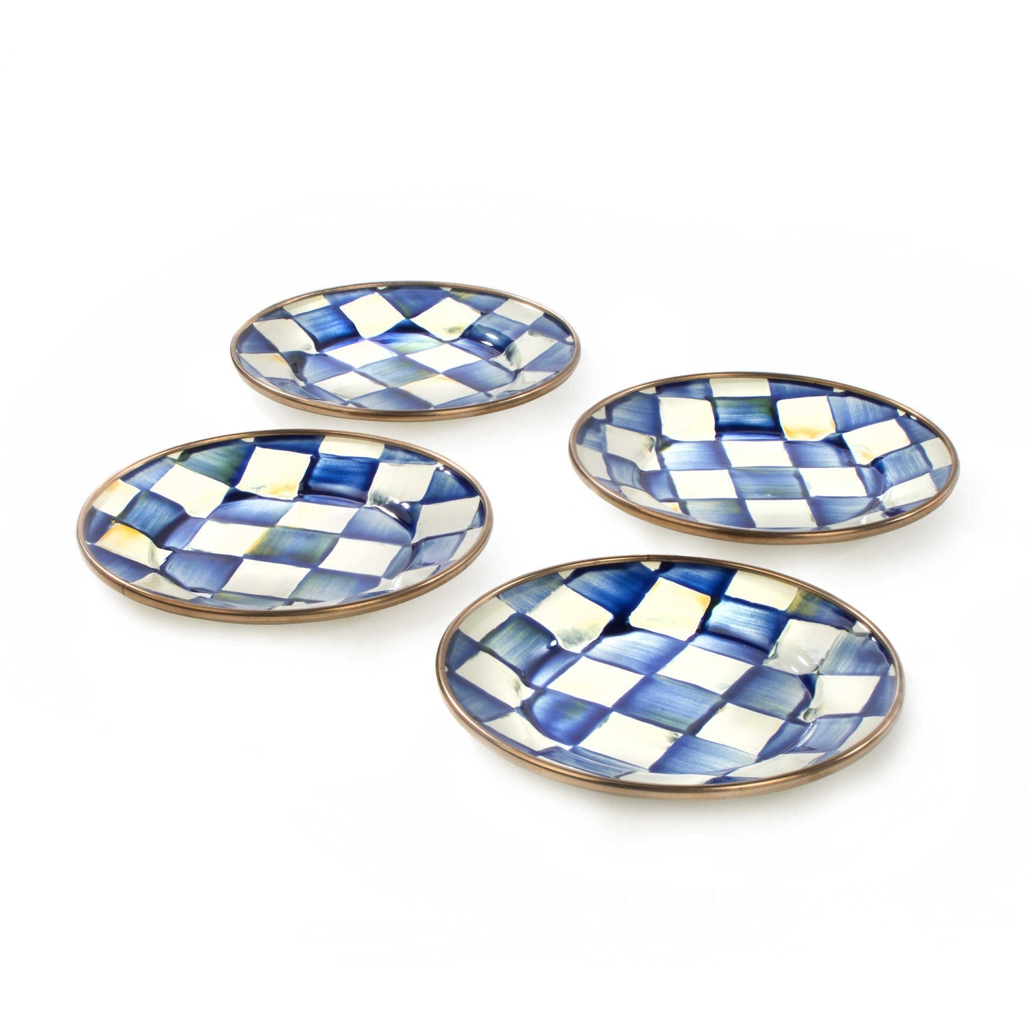 Royal Check Enamel Appetizer Plates - Set of 4 - |VESIMI Design| Luxury Bathrooms and Home Decor