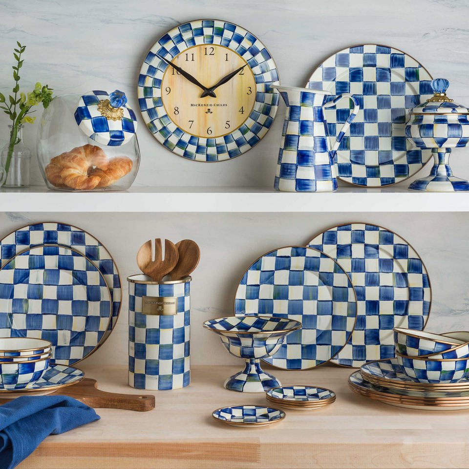 Royal Check Enamel Appetizer Plates - Set of 4 - |VESIMI Design| Luxury Bathrooms and Home Decor