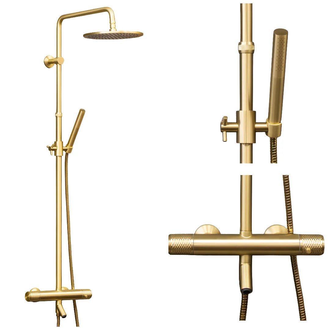 Opera Satin Gold Luxury Modern Thermostatic Faucet Bathroom Shower Set