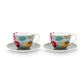 Set of 2 Cups and Saucers Blooming Tales Fantasy Blue 300ml - Pip Studio