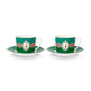 Set of 2 Espresso Cups & Saucers Love Birds Emerald-Pink - Pip Studio