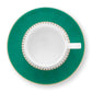 Set of 2 Espresso Cups & Saucers Love Birds Stripes Emerald-Green - Pip Studio