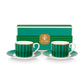 Set of 2 Espresso Cups & Saucers Love Birds Stripes Emerald-Green - Pip Studio