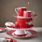 Set of 2 Espresso Cups & Saucers Love Birds Stripes Red-Pink - Pip Studio