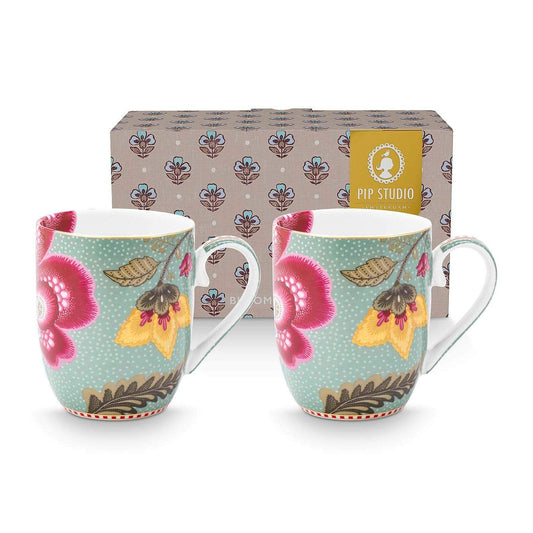Set of 2 Mugs Blooming Tales Fantasy Blue 200ml - Pip Studio