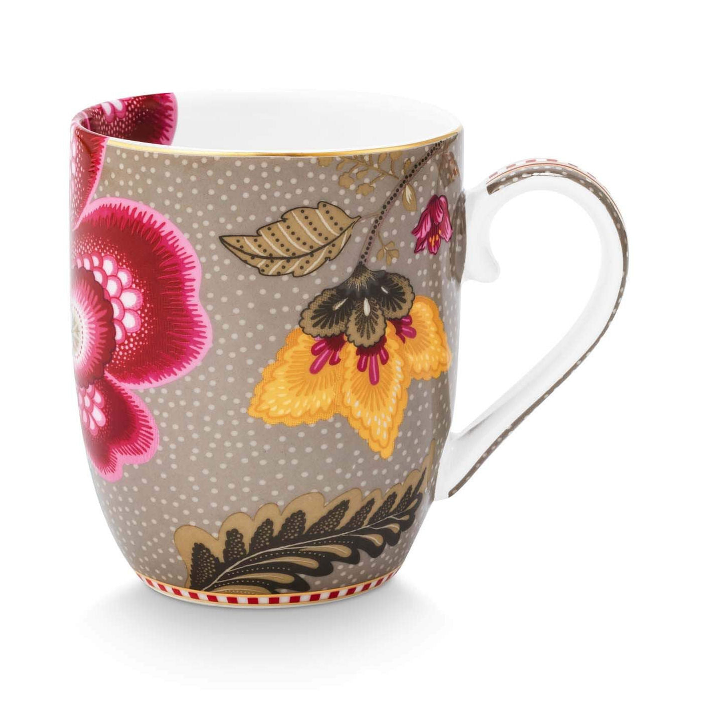 Set of 2 Mugs Blooming Tales Fantasy Khaki 200ml - Pip Studio