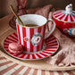 Pip Studio Large Love Birds Medallion Stripes Red-Pink Gift Box - 2 Mugs Set