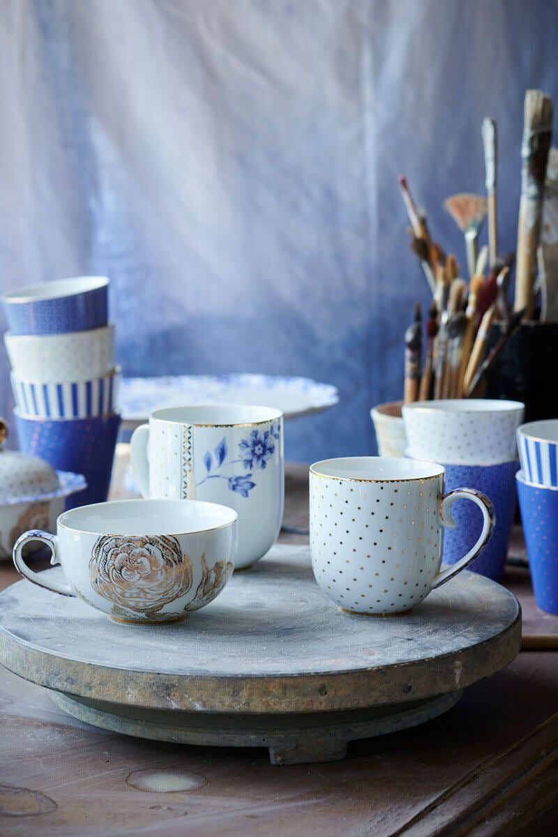 Set of 2 Tea Cups & Saucers Royal White 250ml  | Pip Studio