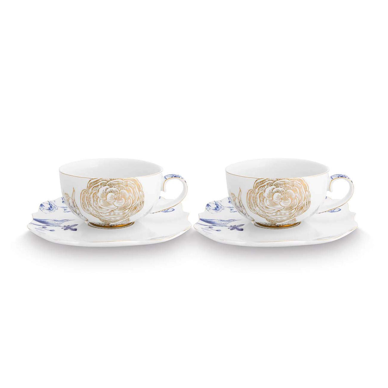 Set of 2 Tea Cups & Saucers Royal White 250ml  | Pip Studio
