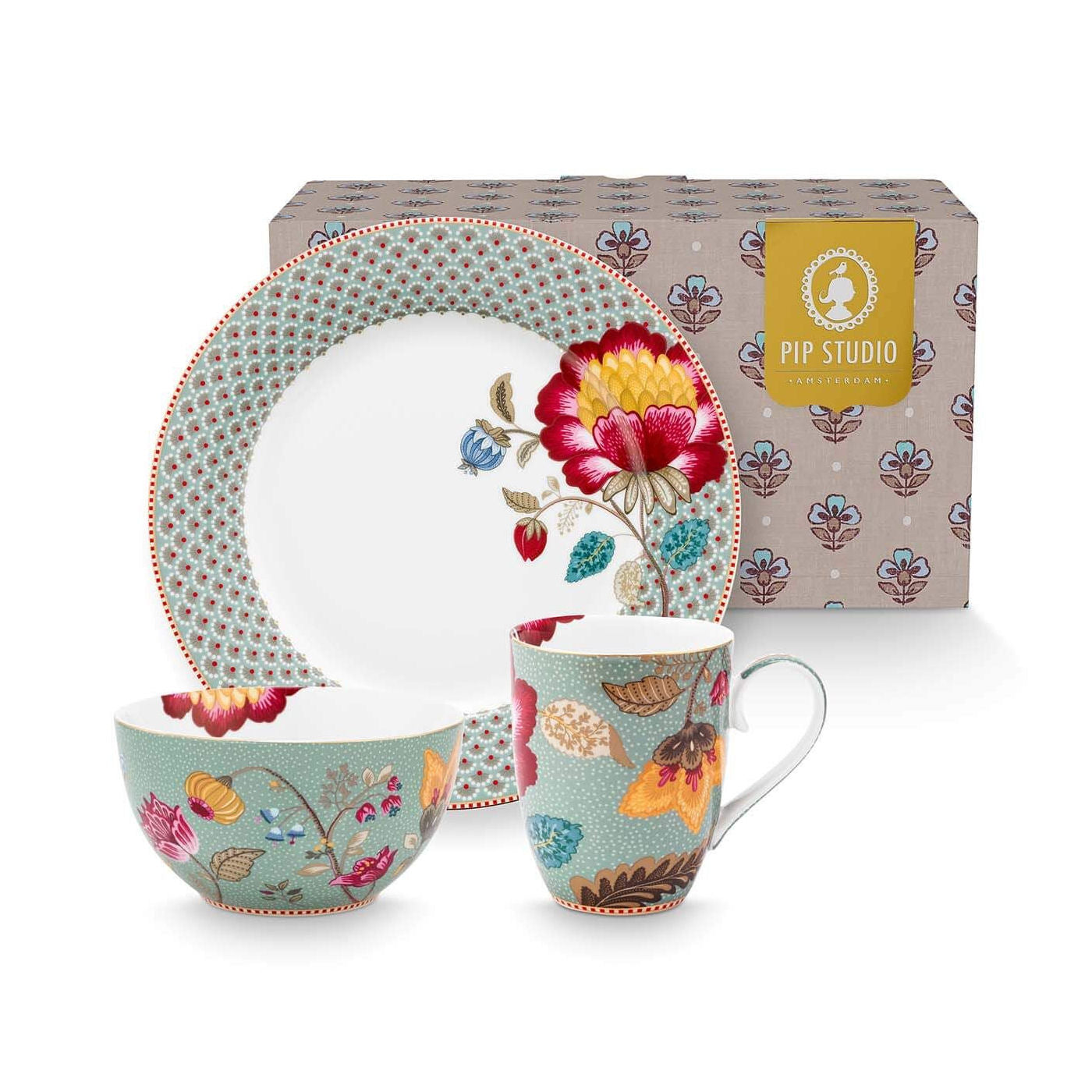 Breakfast Set of 3 Blooming Tales Fantasy Blue- Pip Studio