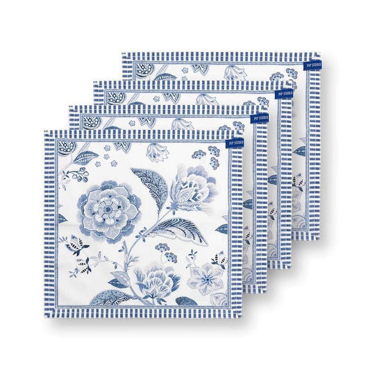 Set of 4 Napkins Royal Regal Flower Blue | Pip Studio