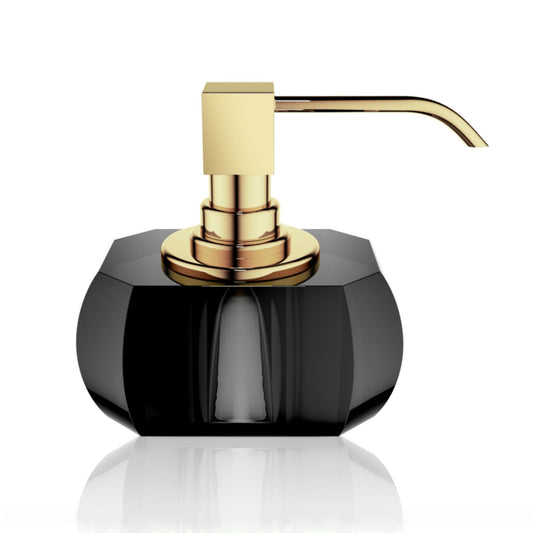Shiny Gold Black Crystal Glass Liquid Soap Dispenser | Anthracite - |VESIMI Design| Luxury Bathrooms and Home Decor