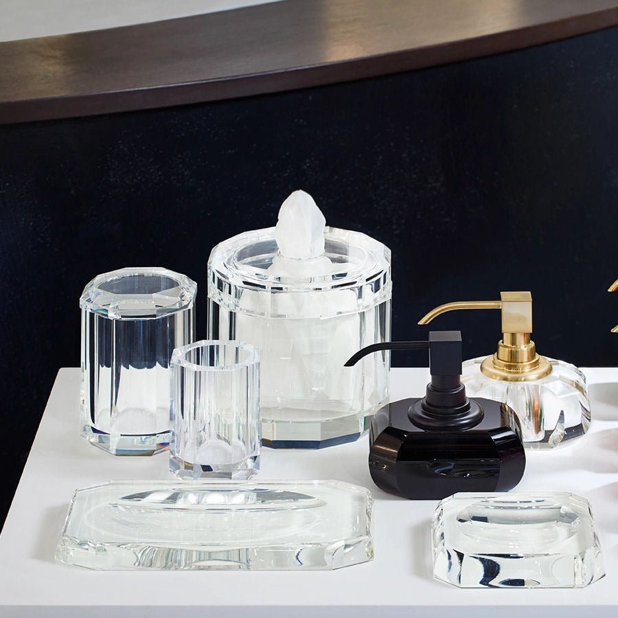 Shiny Gold Black Crystal Glass Liquid Soap Dispenser | Anthracite - |VESIMI Design| Luxury Bathrooms and Home Decor