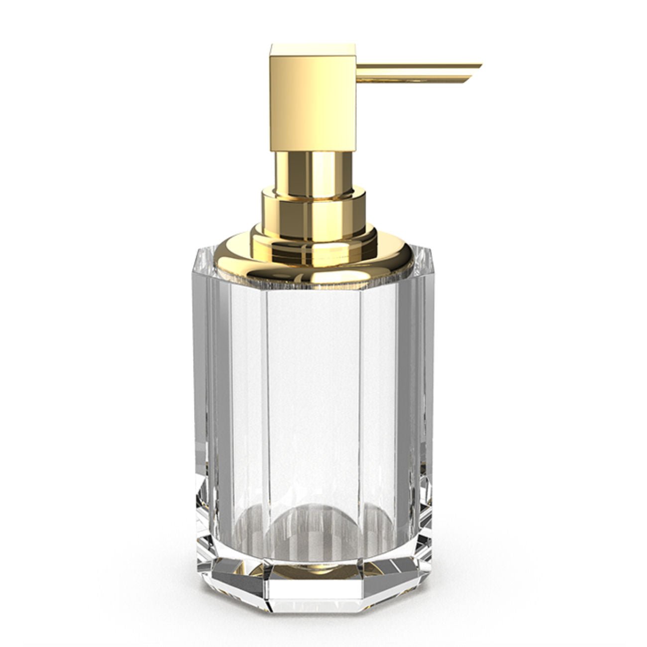 Shiny Gold KRISTALL II Glass Liquid Soap Dispenser | Crystal Clear - |VESIMI Design|