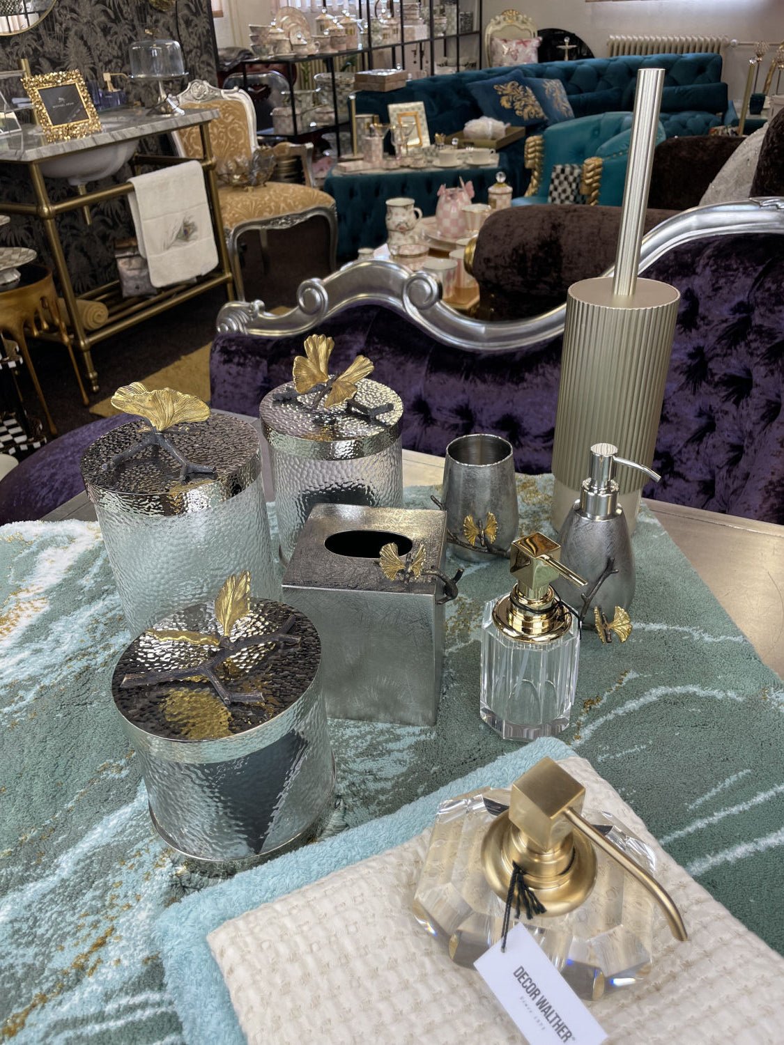 Shiny Gold KRISTALL II Glass Liquid Soap Dispenser | Crystal Clear - |VESIMI Design|