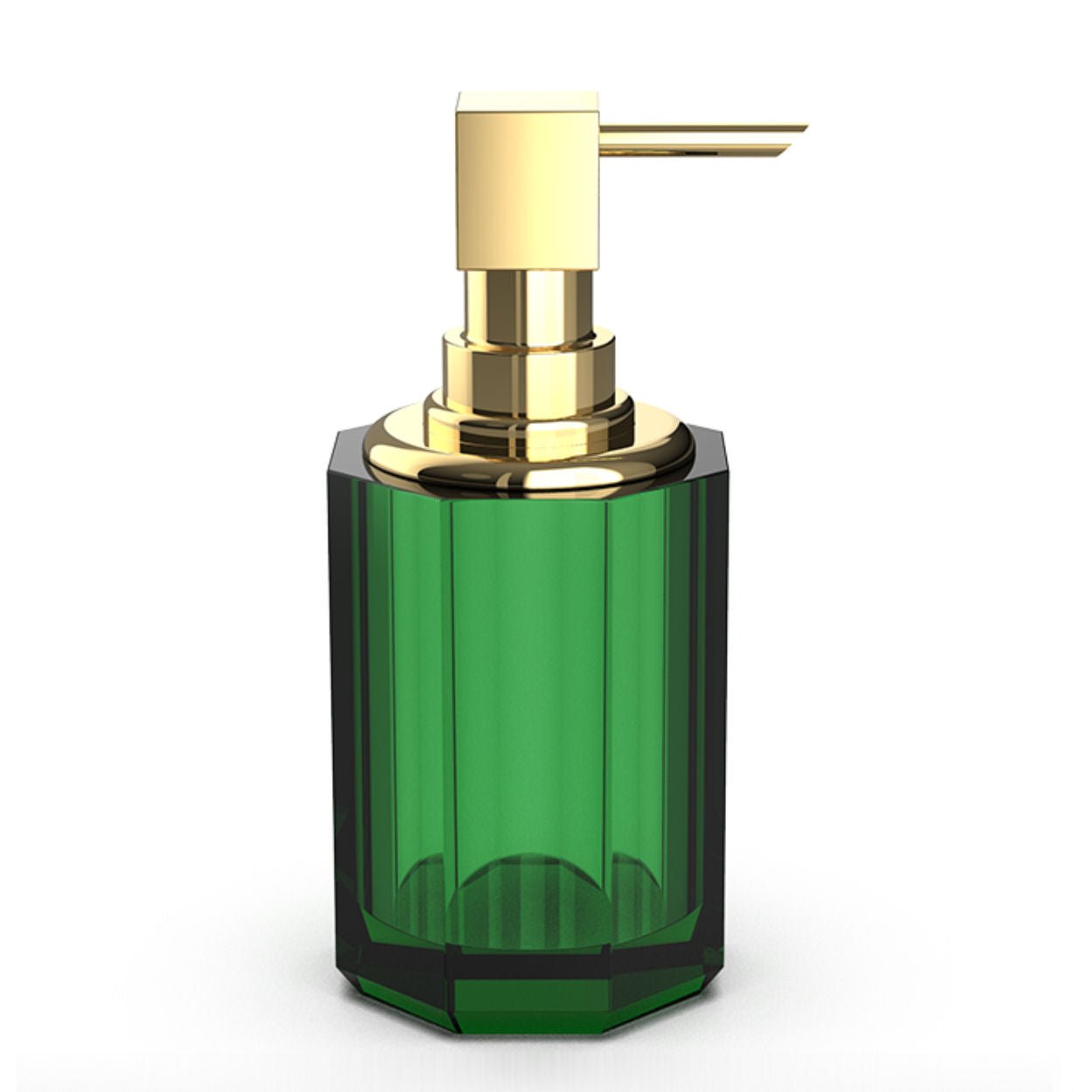 Shiny Gold KRISTALL II Glass Liquid Soap Dispenser | English Green - |VESIMI Design|