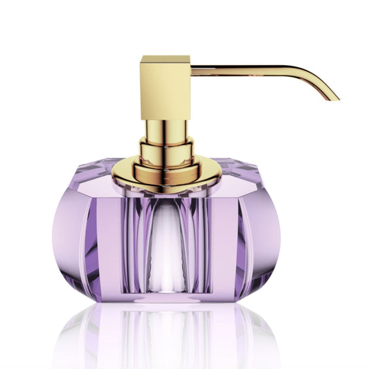 Shiny Gold Liquid Soap Glass Dispenser | Violet - |VESIMI Design| Luxury Bathrooms and Home Decor