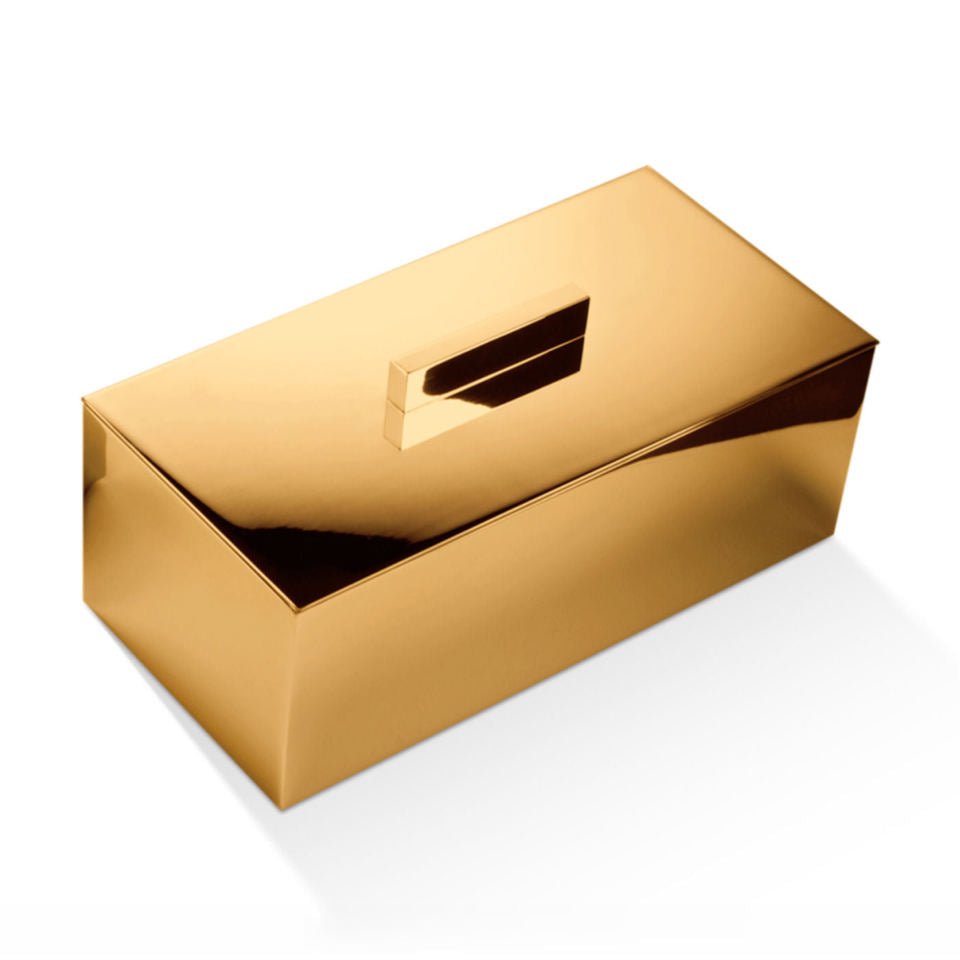 Gold Rectangular Box Shiny Gold Rectangular Multi-Purpose Box with Lid - 12cm x 25cm ...