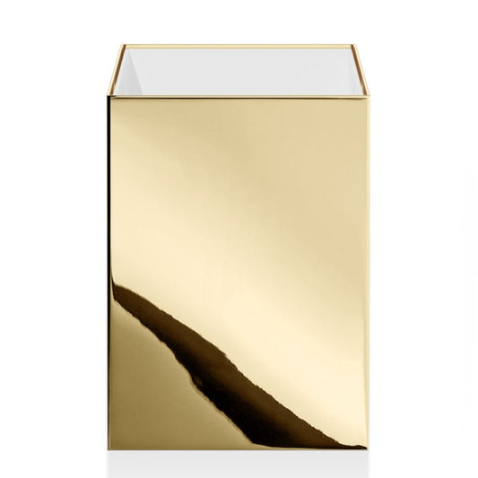 Shiny Gold Square Room Paper Bin by Decor Walther - |VESIMI Design| Luxury Bathrooms and Home Decor