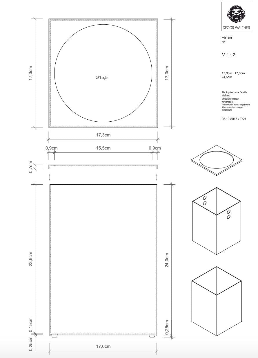 Shiny Gold Square Room Paper Bin by Decor Walther - |VESIMI Design| Luxury Bathrooms and Home Decor
