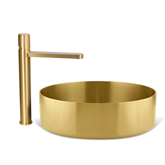 Metal Stainless Steel Sink Combo with Satin Gold Faucet