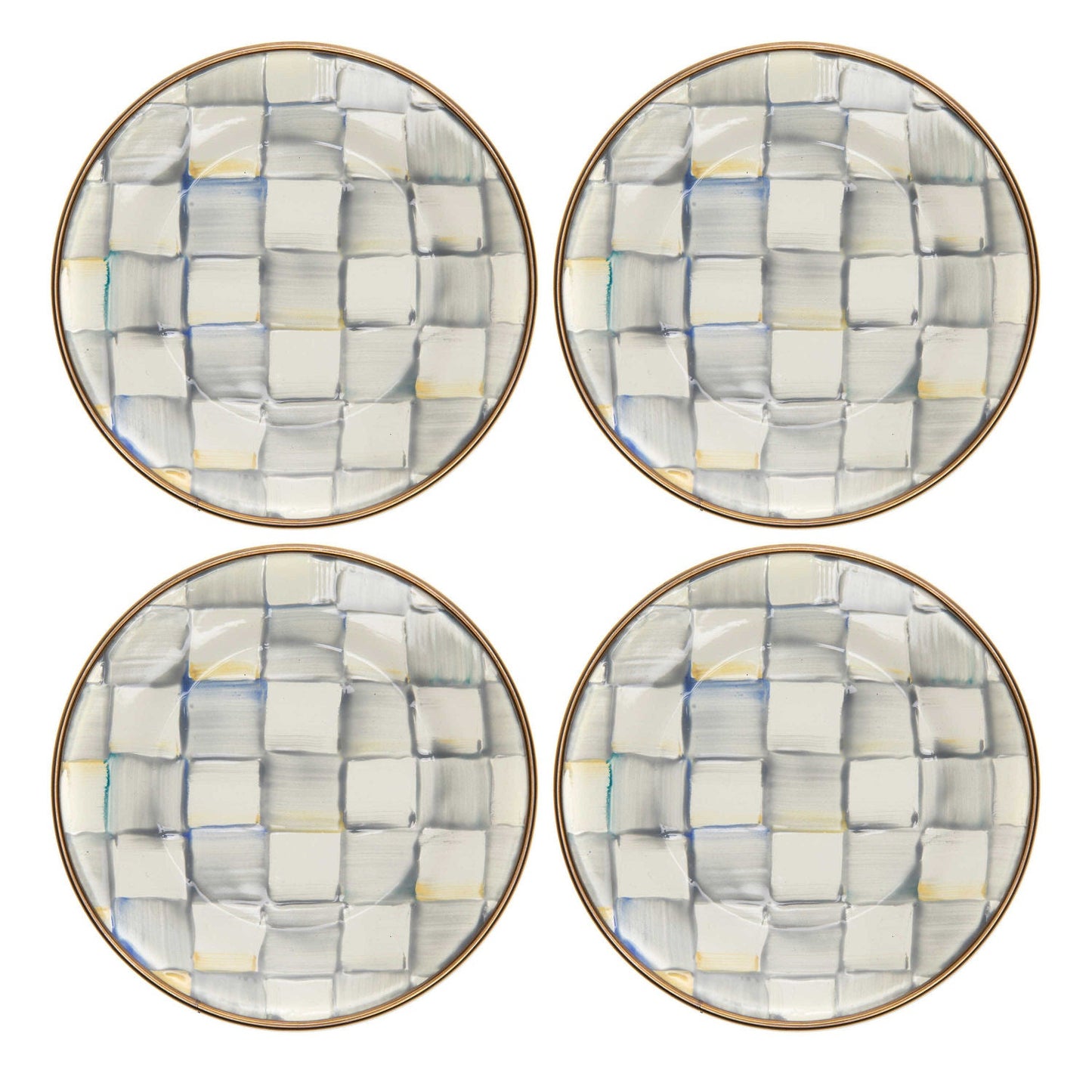 Sterling Check Appetizer Plates, Set of 4 - |VESIMI Design| Luxury Bathrooms and Home Decor