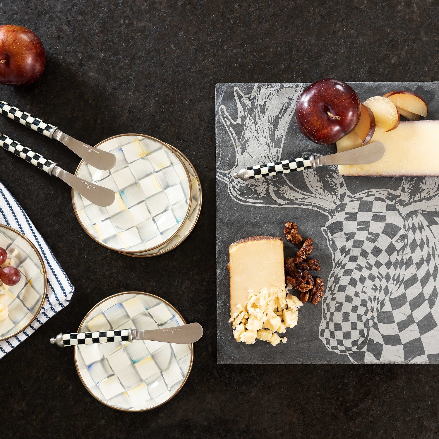 Sterling Check Appetizer Plates, Set of 4 - |VESIMI Design| Luxury Bathrooms and Home Decor