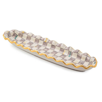 Sterling Check Ceramic Hors d'Oeuvre Fluted Tray - |VESIMI Design| Luxury Bathrooms and Home Decor