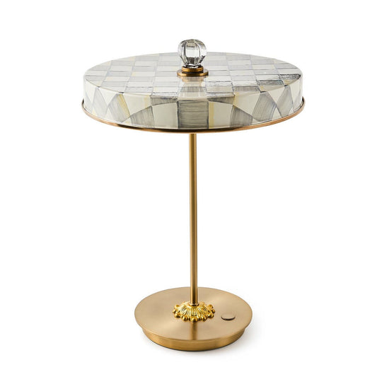 Sterling Check LED Rechargeable Disk Table Lamp Mackenzie-Childs