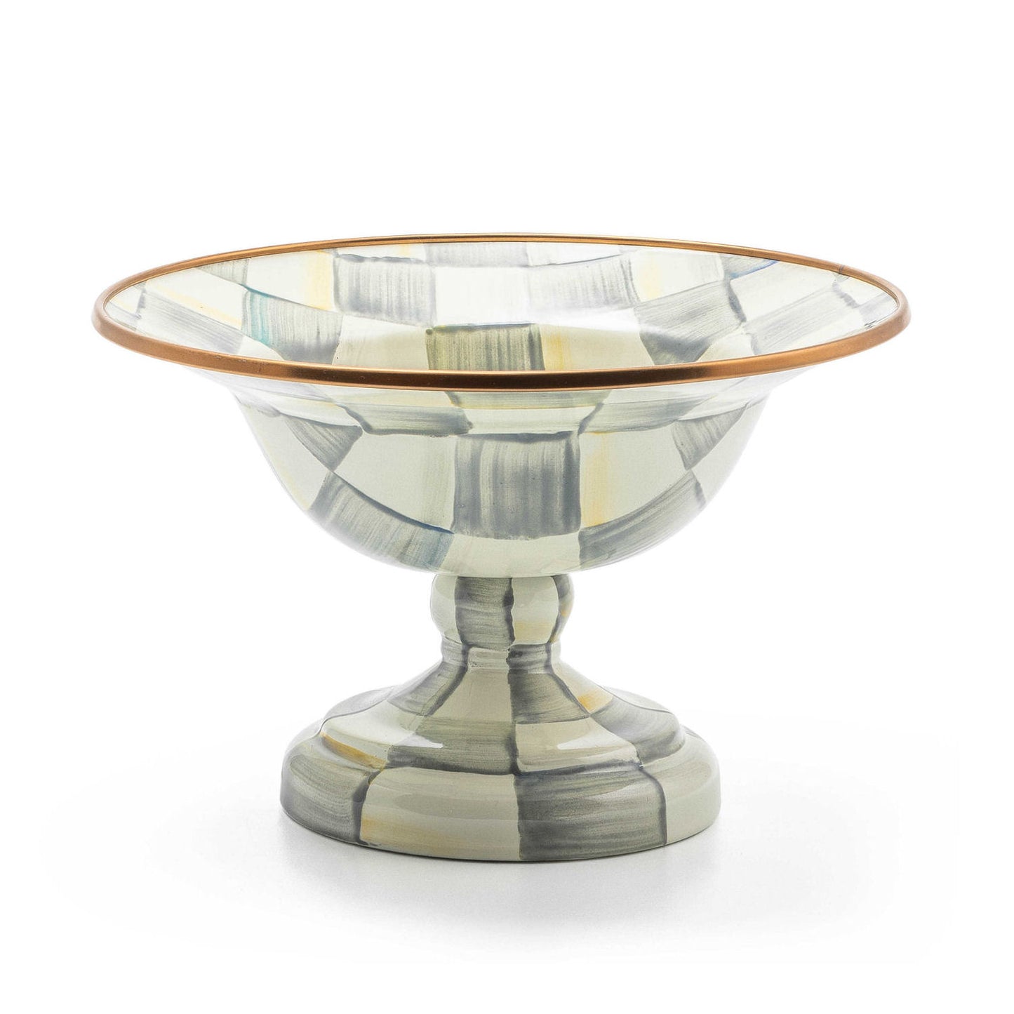 Sterling Check Enamel Compote - Small