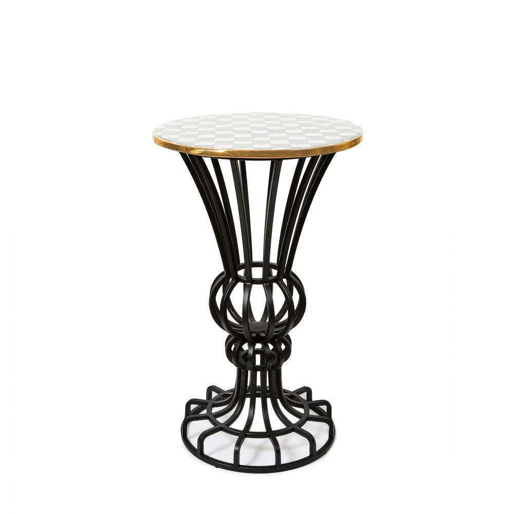 Sterling Check Pedestal Accent Table by MacKenzie-Childs