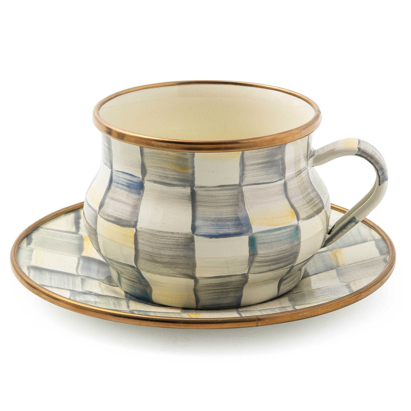 Sterling Check Saucer by MacKenzie-Childs - |VESIMI Design| Luxury Bathrooms and Home Decor