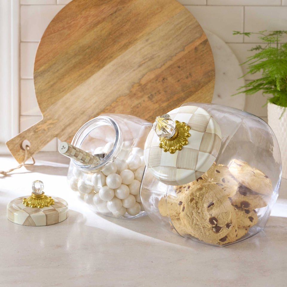 Sweets Jar with Mocha Check Lid by MacKenzie - Childs - |VESIMI Design|