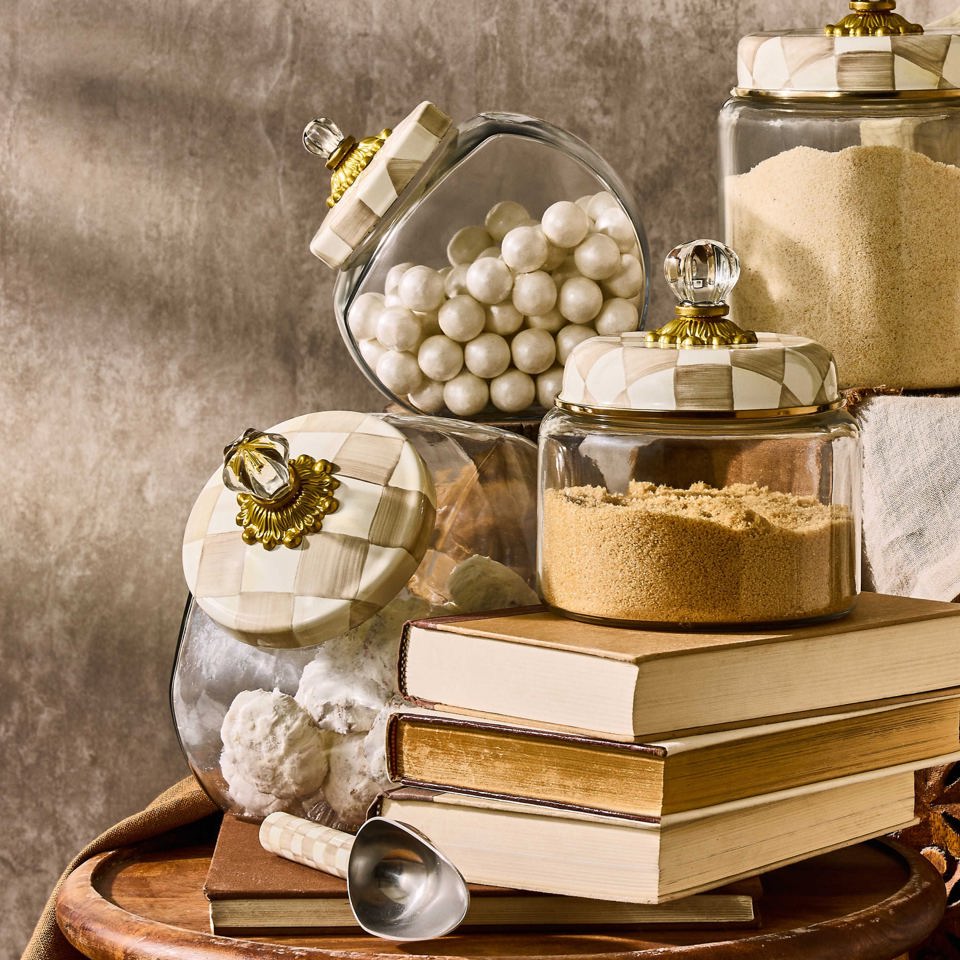 Sweets Jar with Mocha Check Lid by MacKenzie - Childs - |VESIMI Design|