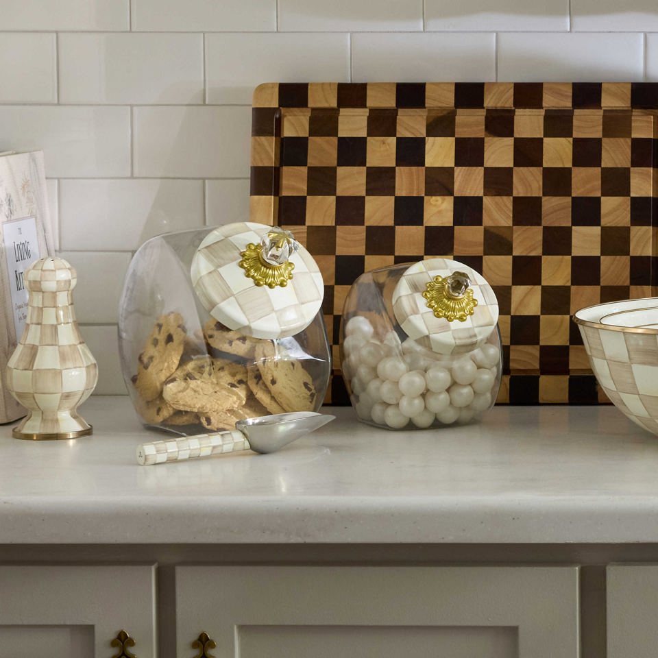 Sweets Jar with Mocha Check Lid by MacKenzie - Childs - |VESIMI Design|