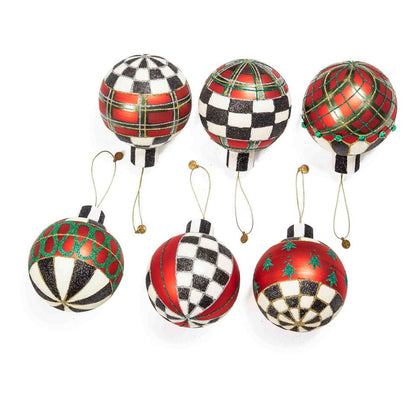 Tartan Glass Large Ball Ornaments, Set of 6 - |VESIMI Design| Luxury Bathrooms and Home Decor